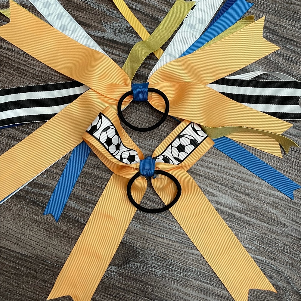 Soccer hair tie bows.